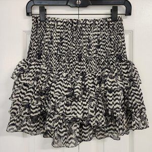 🔥 H&M X ISABEL MARANT | RARE Ikat Ruffled Tiered 100% Silk Mini Skirt - Size 4